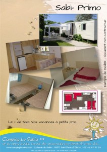Location mobil home Sabi Primo - chambre - plan - fiche